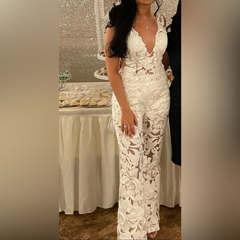 Jovani 474 jumpsuit in white